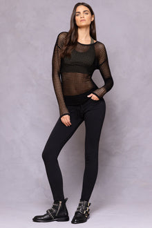 Women | Crochet Mesh Top | Black