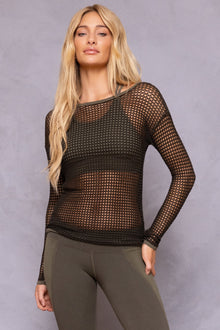 Women | Crochet Mesh Top | Olive