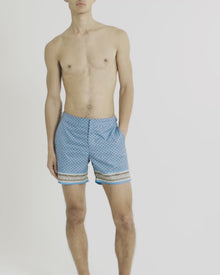 Bulldog Mid-Length Solmio Print Swim Shorts | California Blue