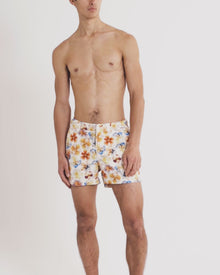 Bulldog Mid-Length Oshibana Floral Print Swim Shorts | White Sand