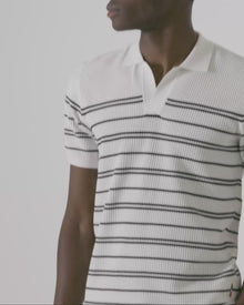 Men | Roddy Stripe Polo | White/Night Iris