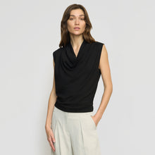 Ramona Cowl-Neck Tee | Black