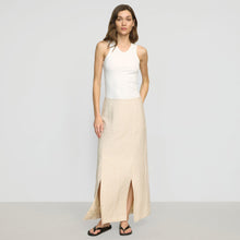 Ranni Front-Vent Linen-Blend Skirt | Natural