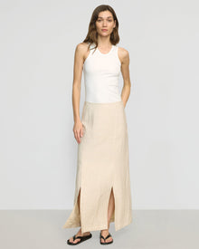 Renee | Ranni Front-Vent Linen-Blend Skirt in Size Small 