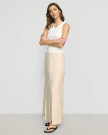 Renee | Ranni Front-Vent Linen-Blend Skirt in Size Small 