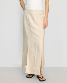 Renee | Ranni Front-Vent Linen-Blend Skirt in Size Small 