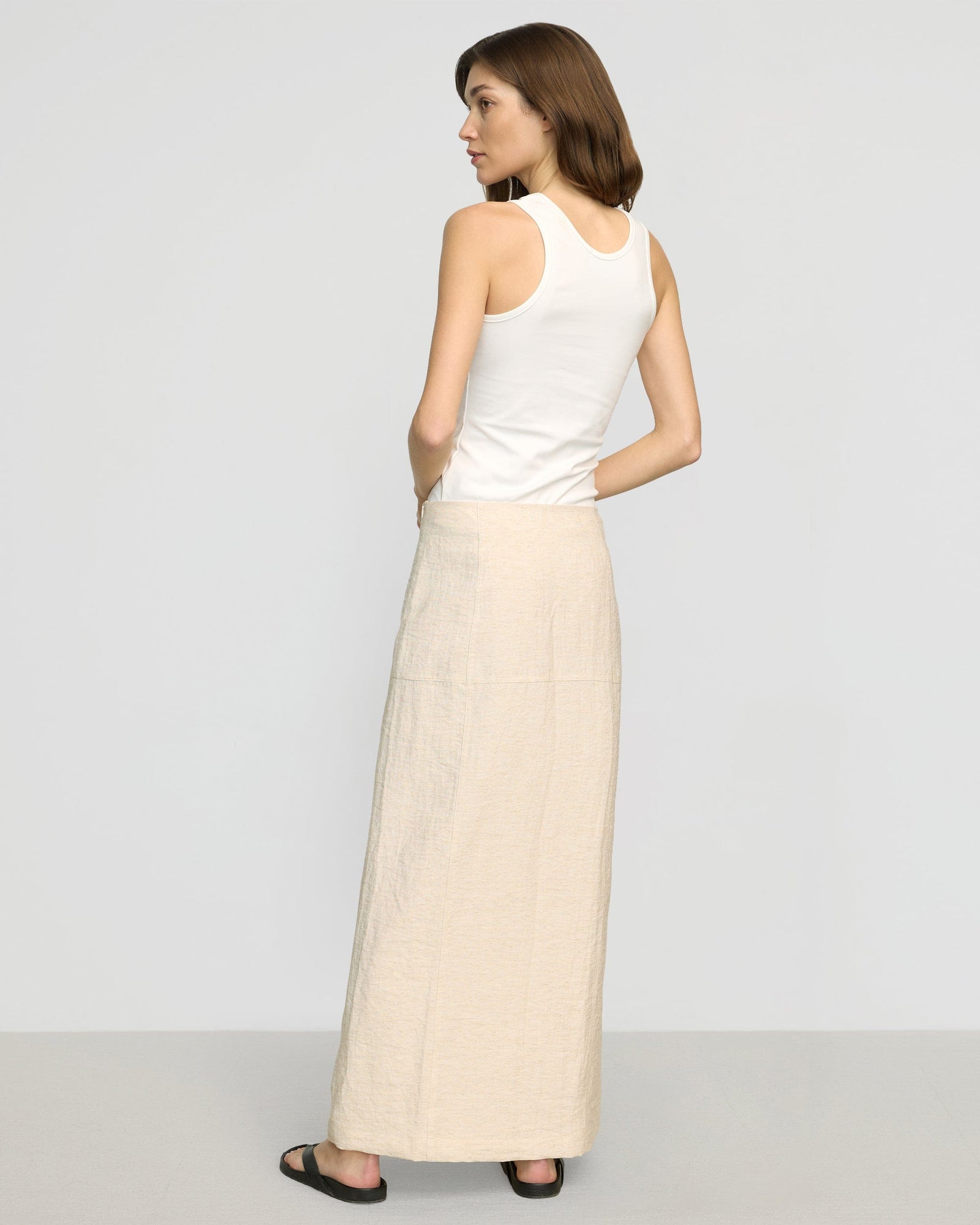 Renee | Ranni Front-Vent Linen-Blend Skirt in Size Small 