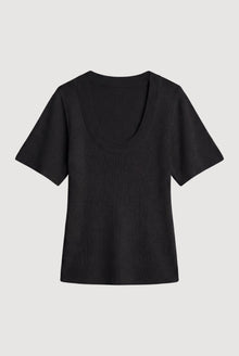 Karolina | Reina Sculpted Scoop-Neck Knit Top in Size Extra Small - Flat