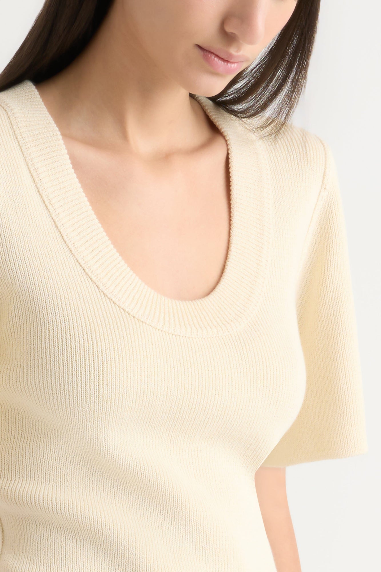 Karolina | Reina Sculpted Scoop-Neck Knit Top in Size Extra Small