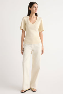 Karolina | Reina Sculpted Scoop-Neck Knit Top in Size Extra Small