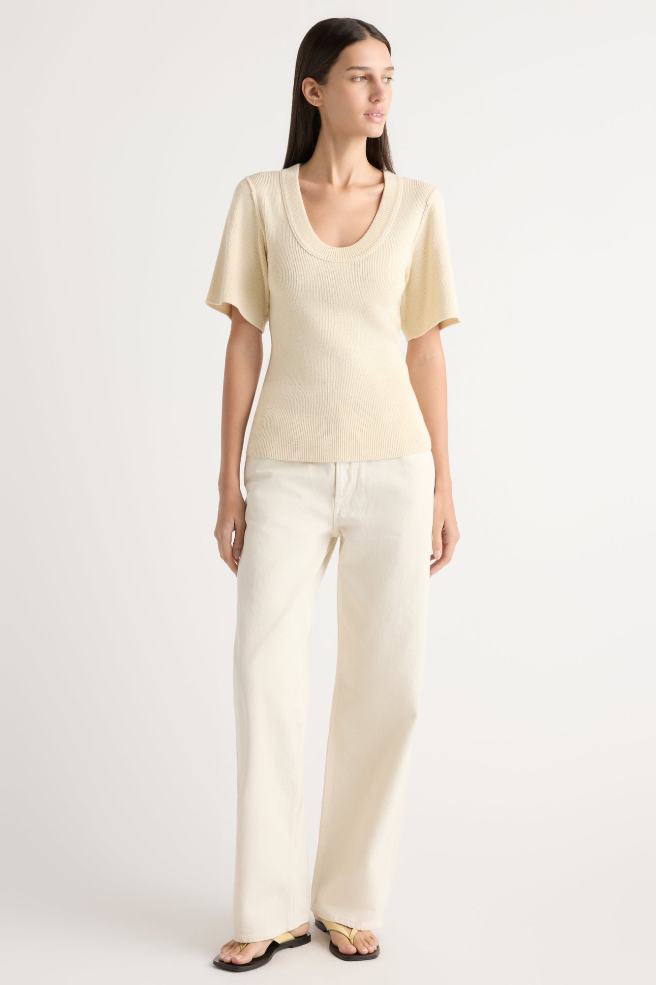 Karolina | Reina Sculpted Scoop-Neck Knit Top in Size Extra Small