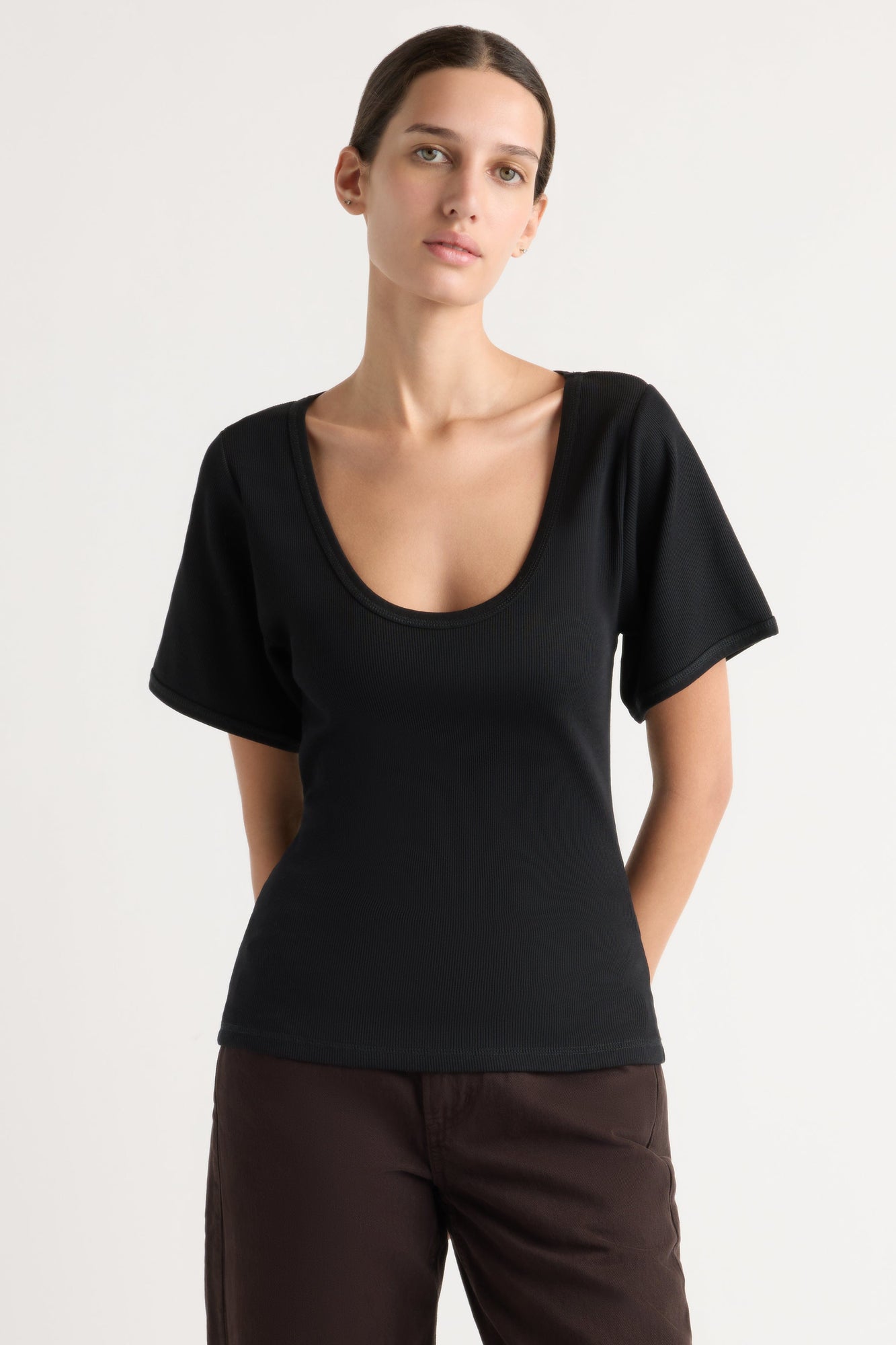 Karolina | Renee Sculpted Scoop-Neck Tee in Size Extra Small