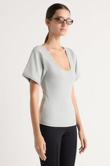 Renee Sculpted Scoop-Neck Tee | Heather Grey