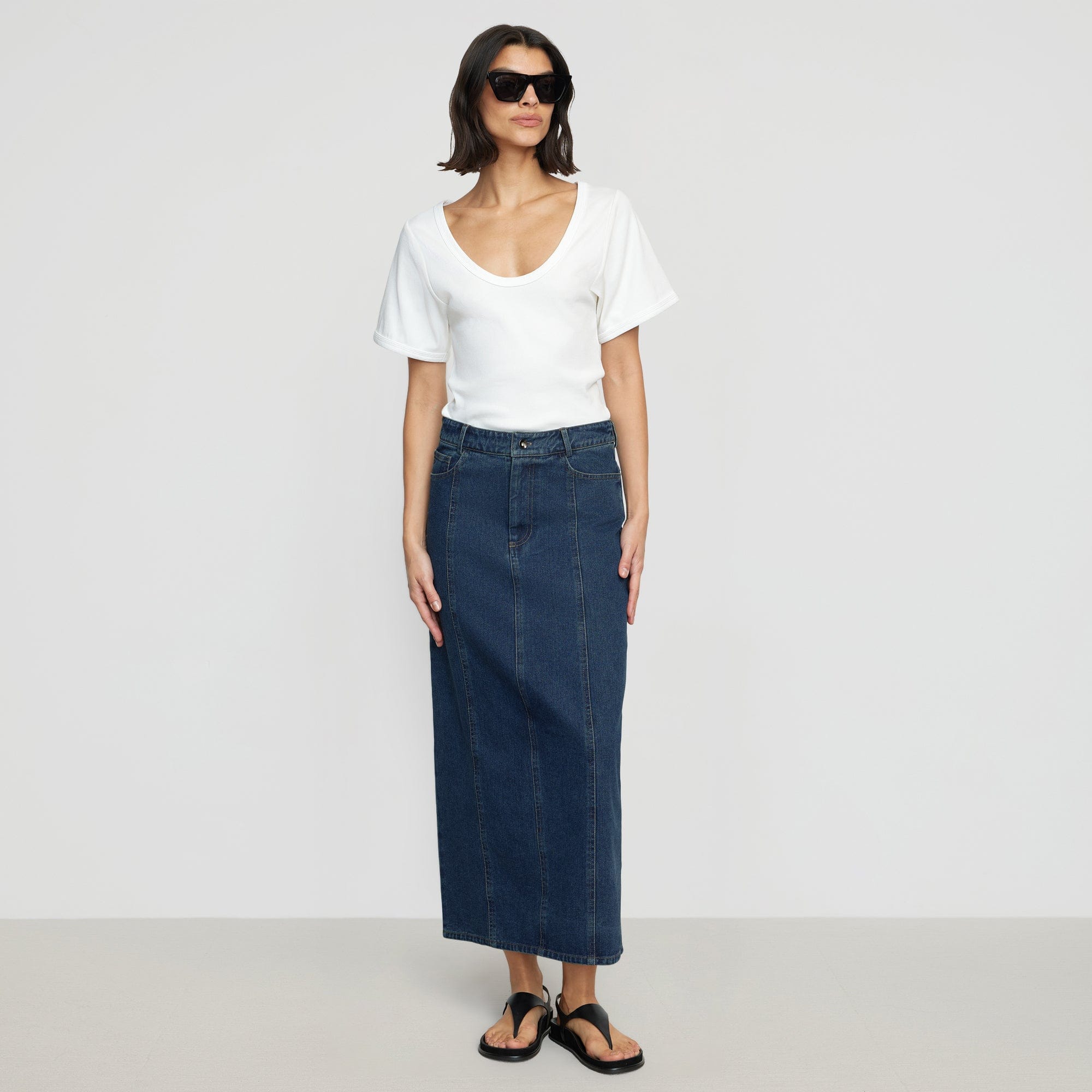 Bianca | Riley Denim Maxi Skirt in Size Small