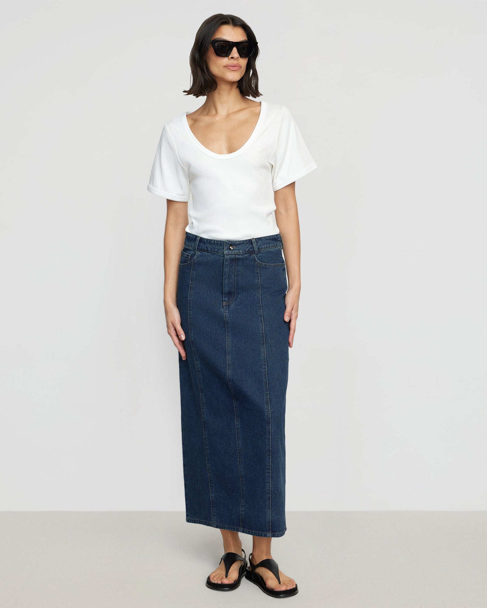 Bianca | Riley Denim Maxi Skirt in Size Small