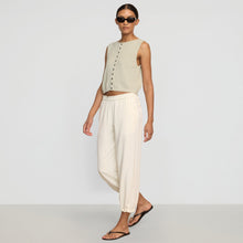 Rio Drawstring Stretch-Waist Pant | Cream
