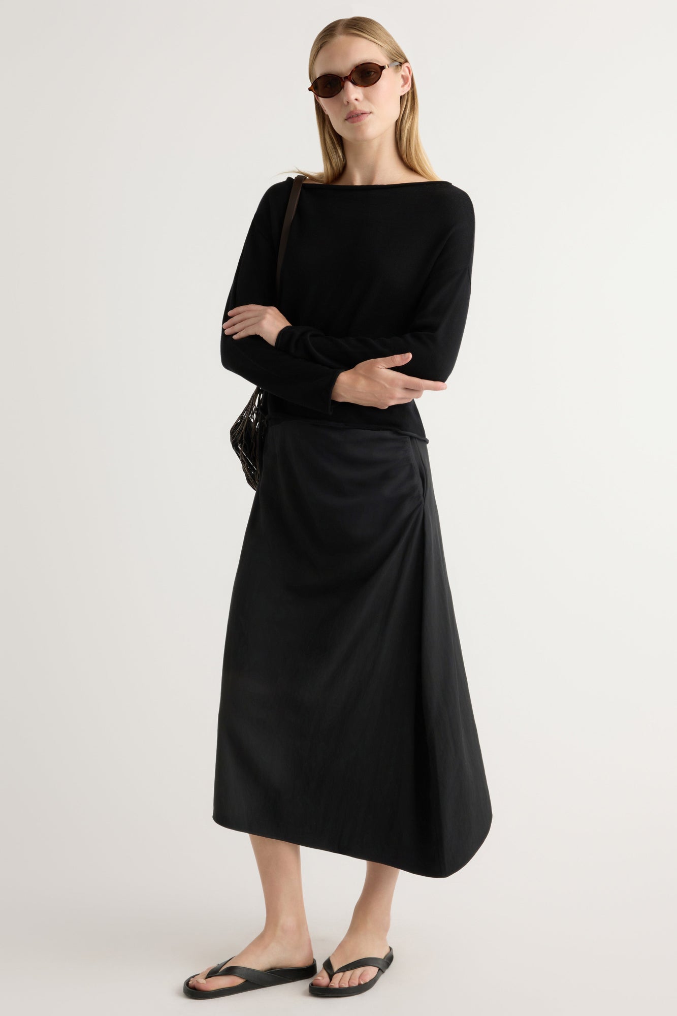 Jess | Rita Asymmetric-Hem Shirred Skirt in Size Small