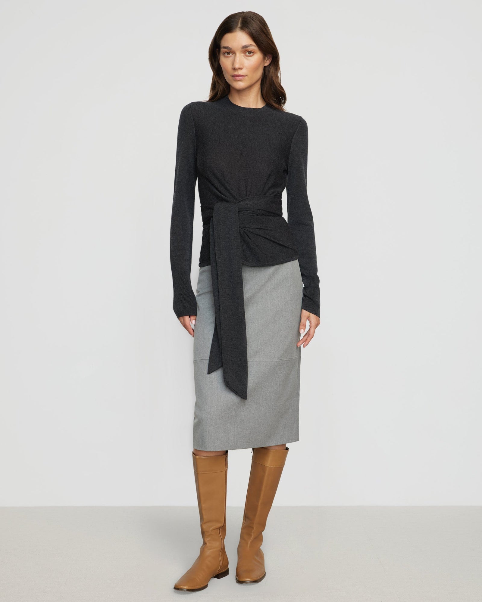 RenÃ©e | Robin Tie-Front Tencel-Wool Sweater in Size Small