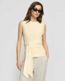 Renee | Rois Tie-Front Linen-Cotton Top in Size Small