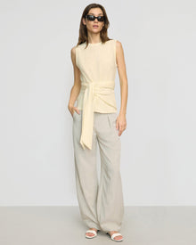 Renee | Rois Tie-Front Linen-Cotton Top in Size Small