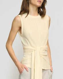 Renee | Rois Tie-Front Linen-Cotton Top in Size Small