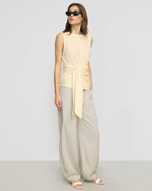 Renee | Rois Tie-Front Linen-Cotton Top in Size Small