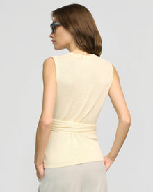 Renee | Rois Tie-Front Linen-Cotton Top in Size Small