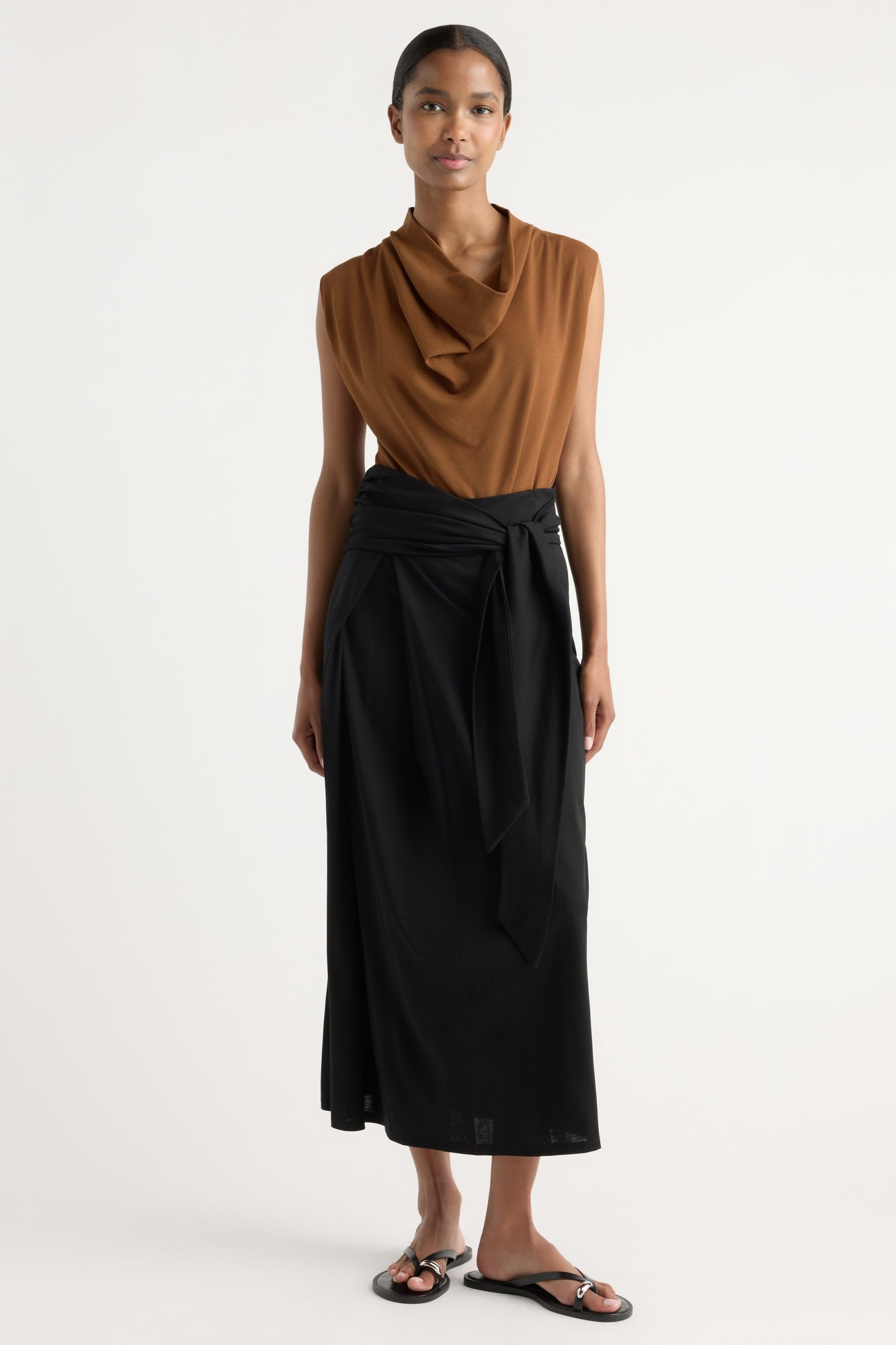 Isilda | Romy Cotton-Linen Cowl-Neck Tee in Size Extra Small