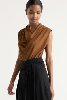 Isilda | Romy Cotton-Linen Cowl-Neck Tee in Size Extra Small