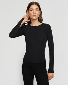Renee | Ronit Zipper-Sleeve Crew-Neck Tee in Size Small
