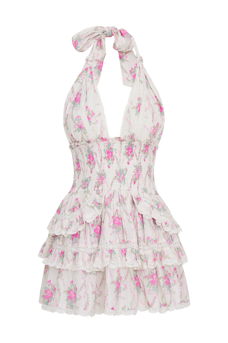 Deanna Cotton Floral Halter Dress | Rose Picnic