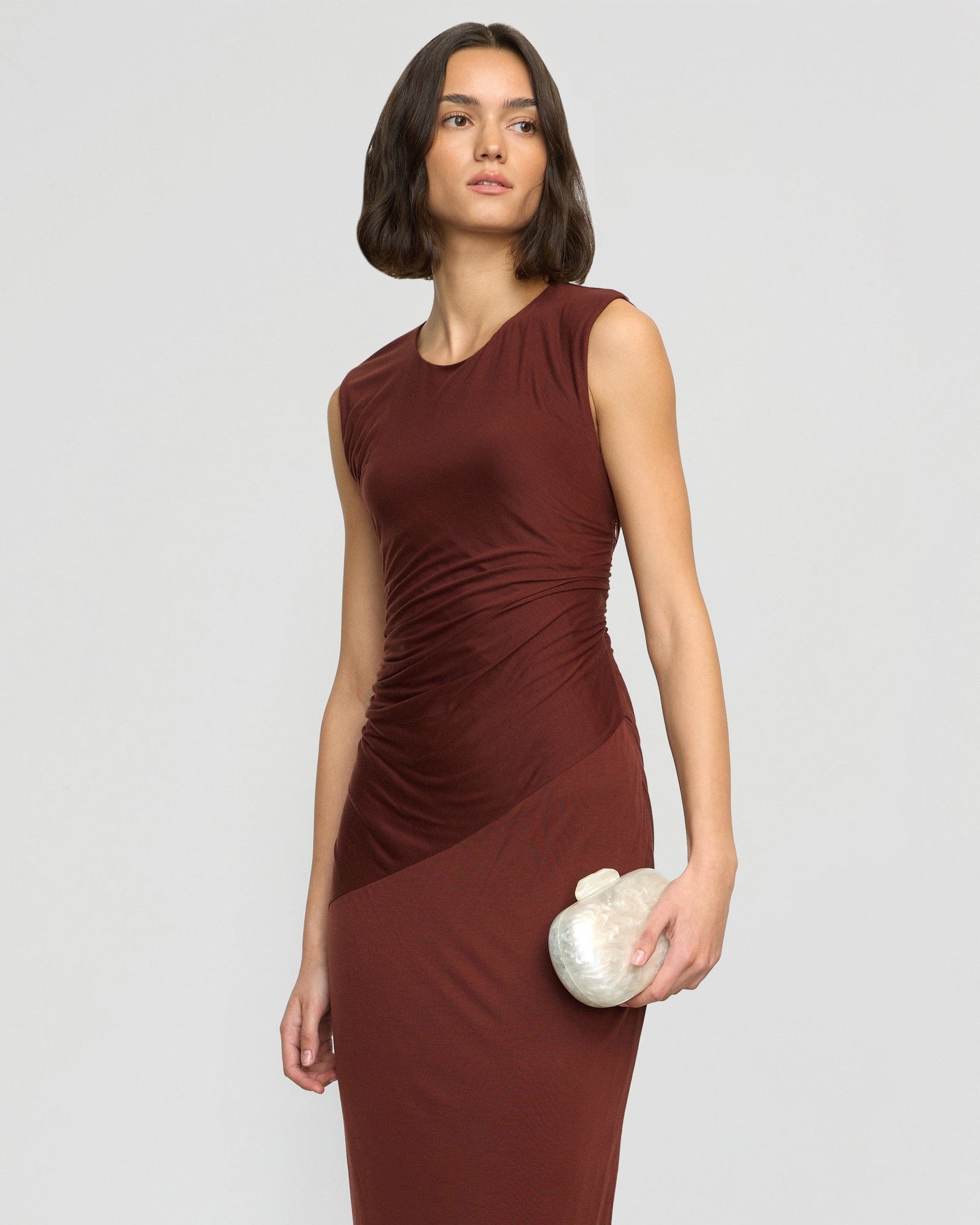 Olivia | Rowena Twisted Tencel Jersey Dress in Size Small