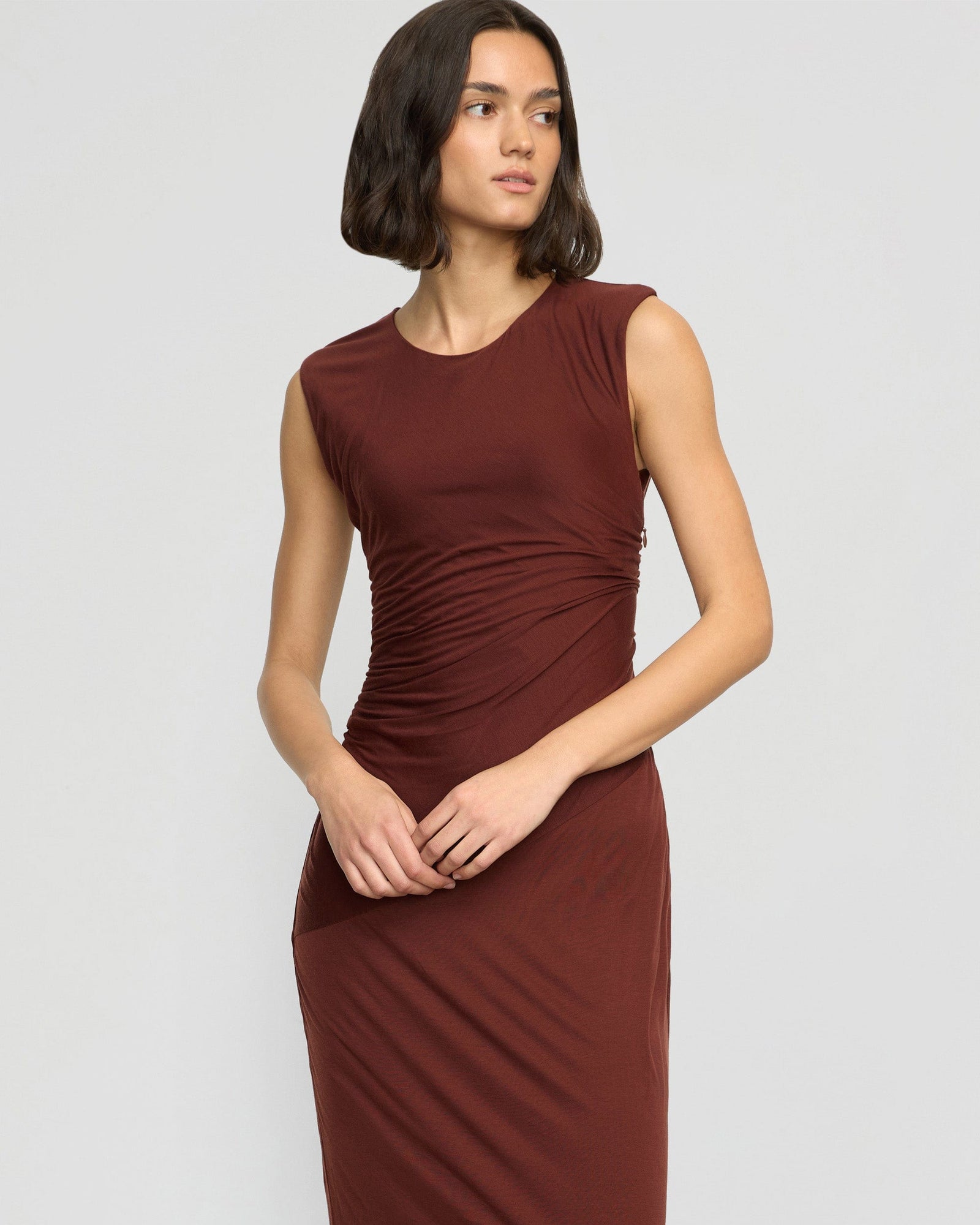 Olivia | Rowena Twisted Tencel Jersey Dress in Size Small