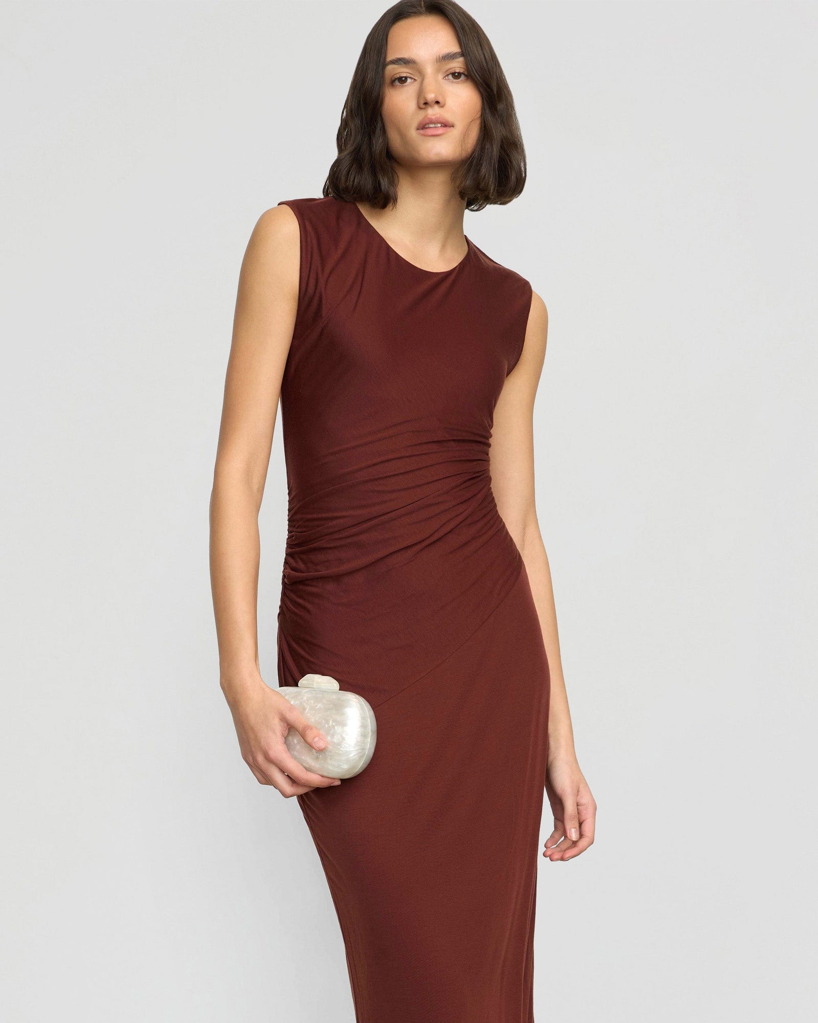 Olivia | Rowena Twisted Tencel Jersey Dress in Size Small