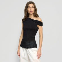 Saba Off-Shoulder Semi-Sheer Knit Top | Black