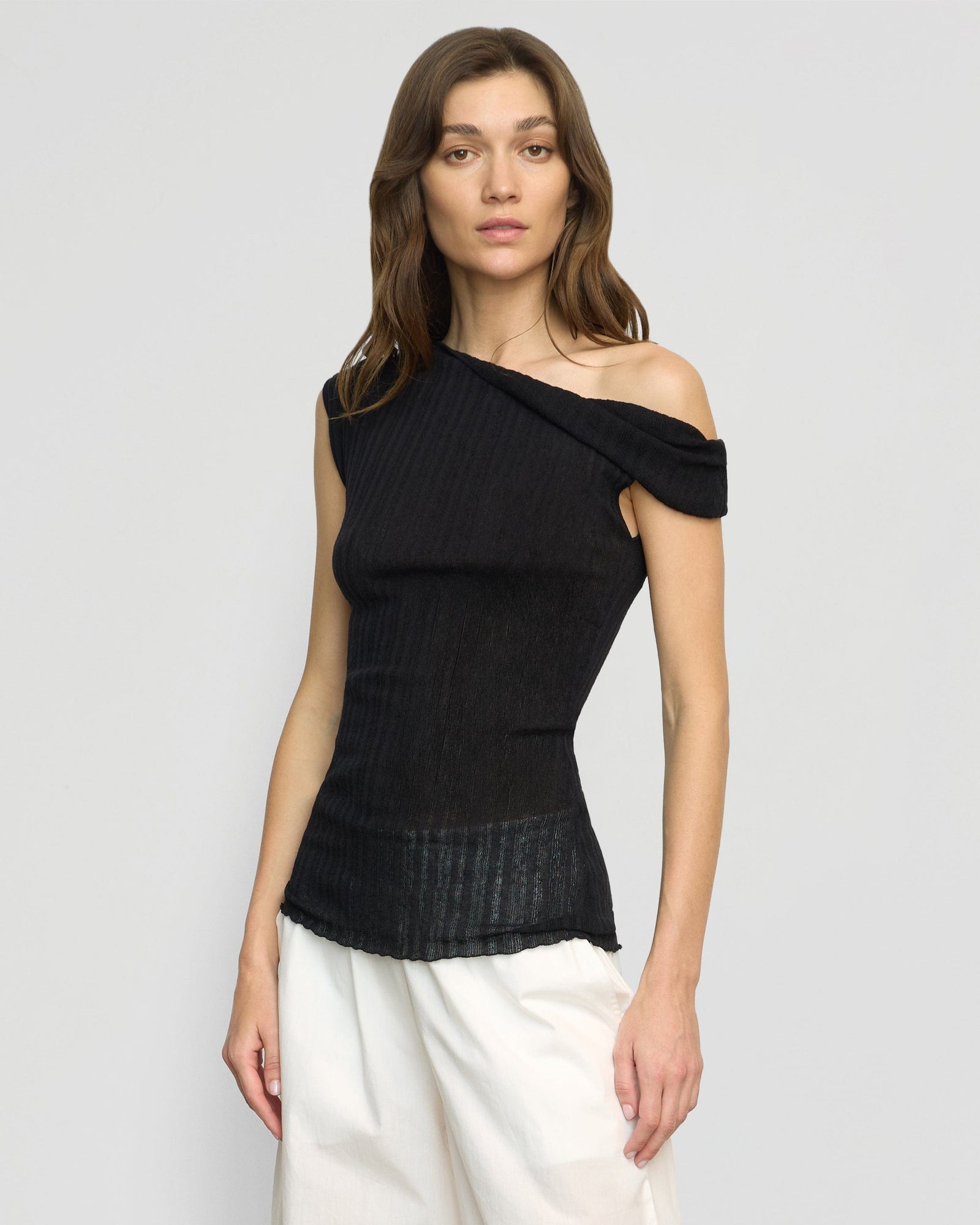Renee | Saba Off-Shoulder Semi-Sheer Knit Top in Size Small