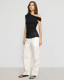 Renee | Saba Off-Shoulder Semi-Sheer Knit Top in Size Small
