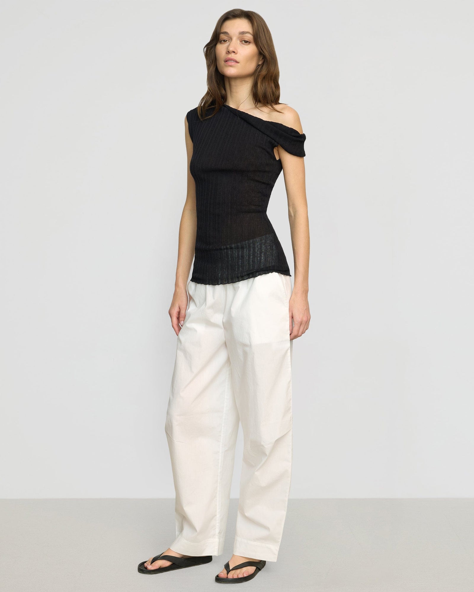 Renee | Saba Off-Shoulder Semi-Sheer Knit Top in Size Small