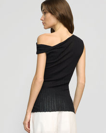 Renee | Saba Off-Shoulder Semi-Sheer Knit Top in Size Small