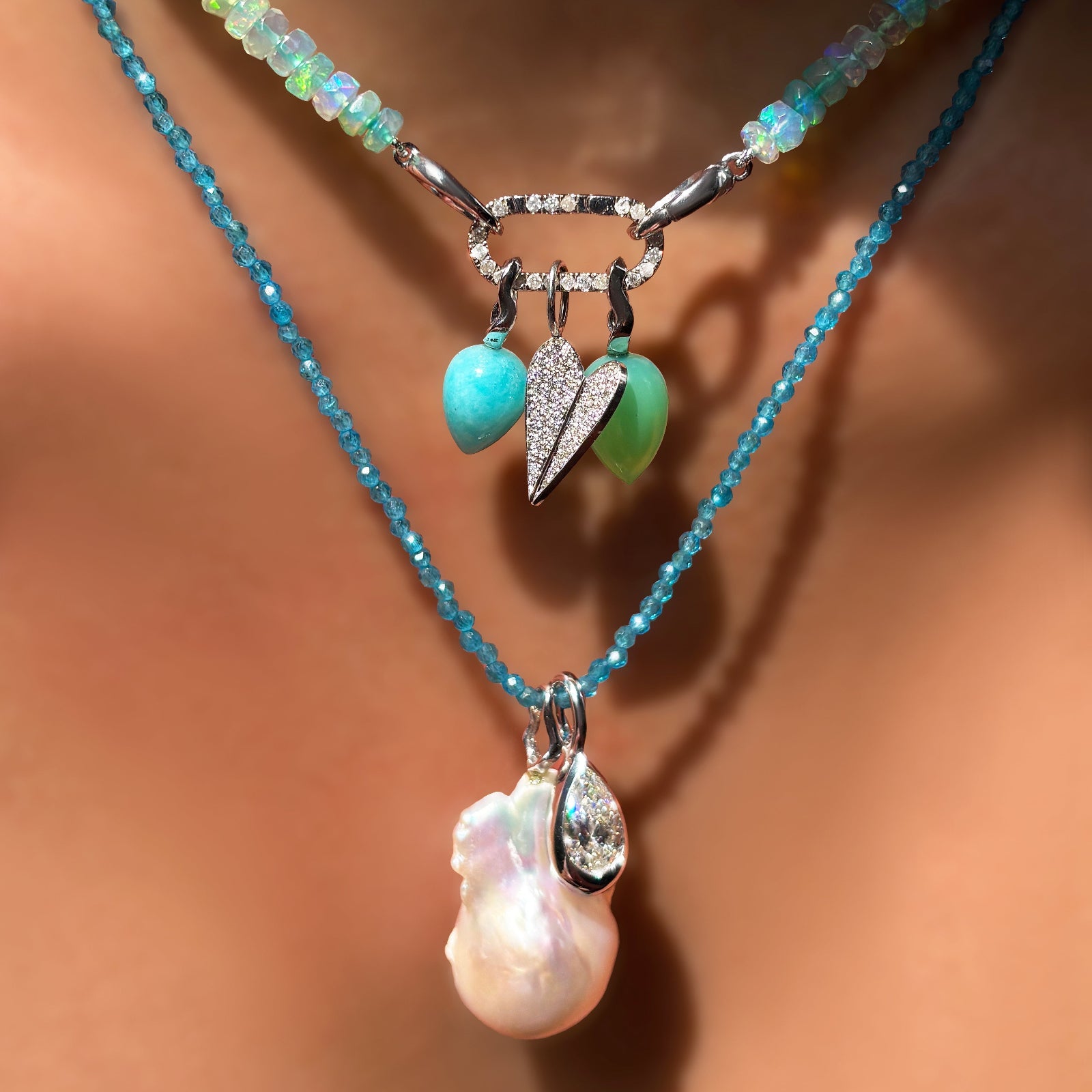 Sea Glass Green Faceted Opal Necklace