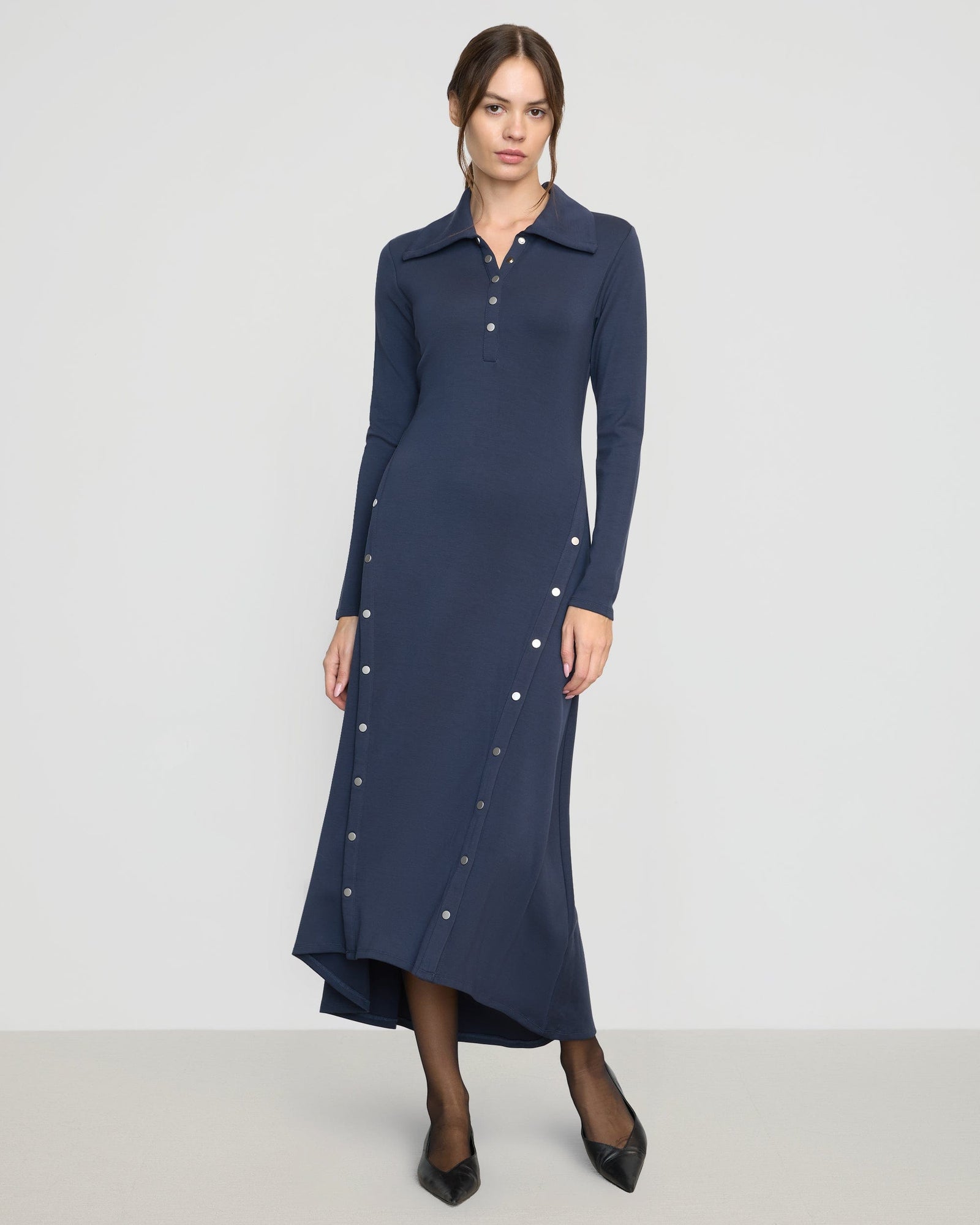 Beate | Shawna Button-Accent Collared Dress in Size Extra Small