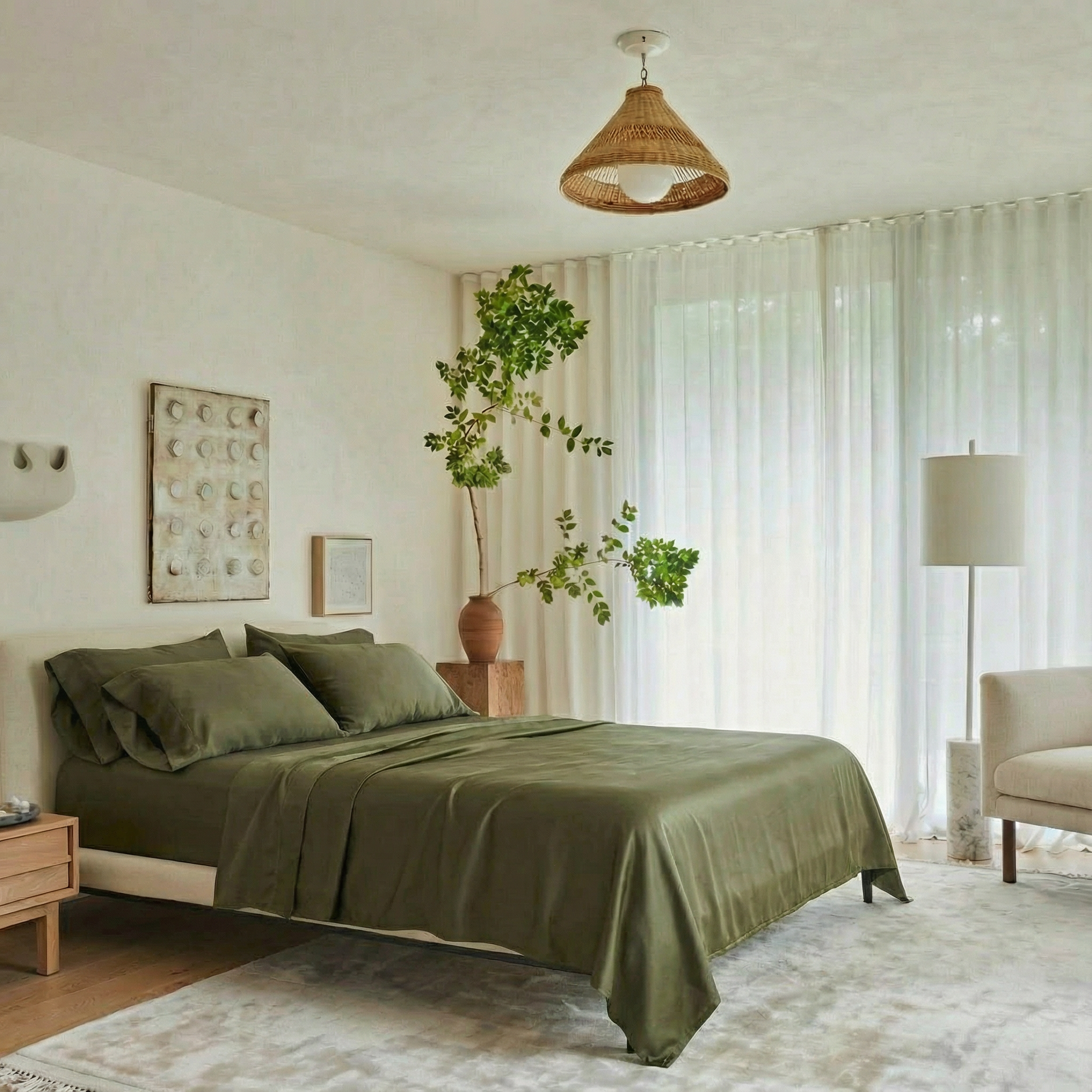 Signature Bamboo Sheet Set, King | Moss Green