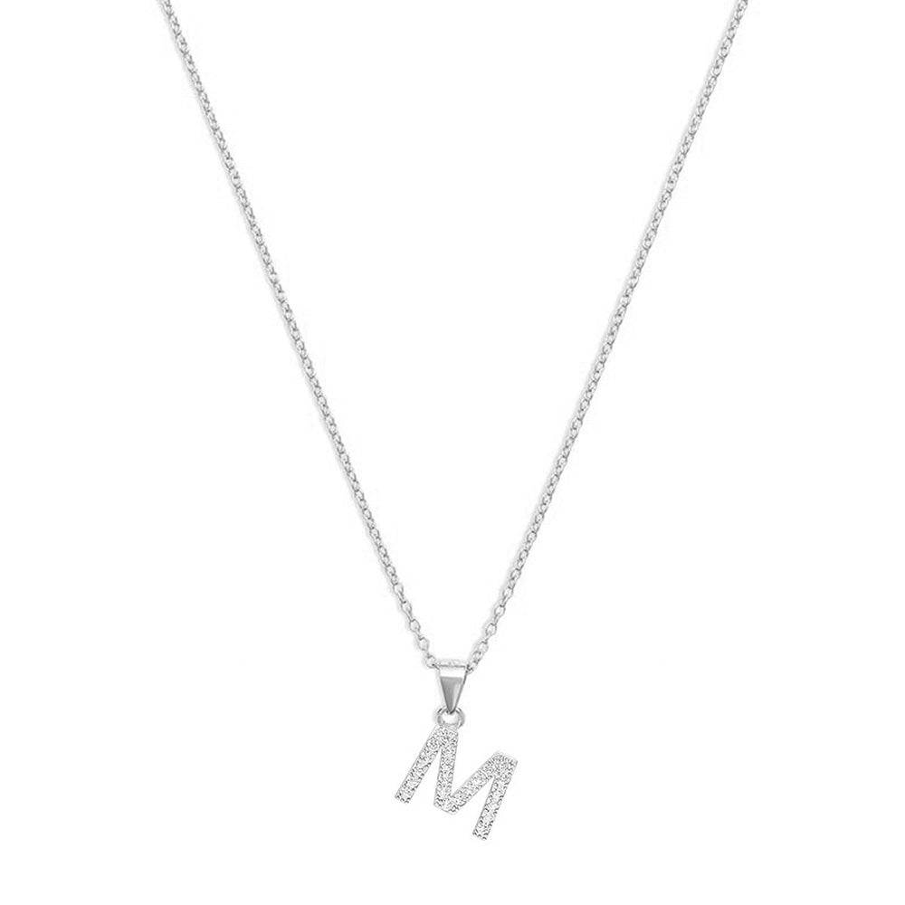 The Pave Single Block Initial Necklace | Sterling Silver
