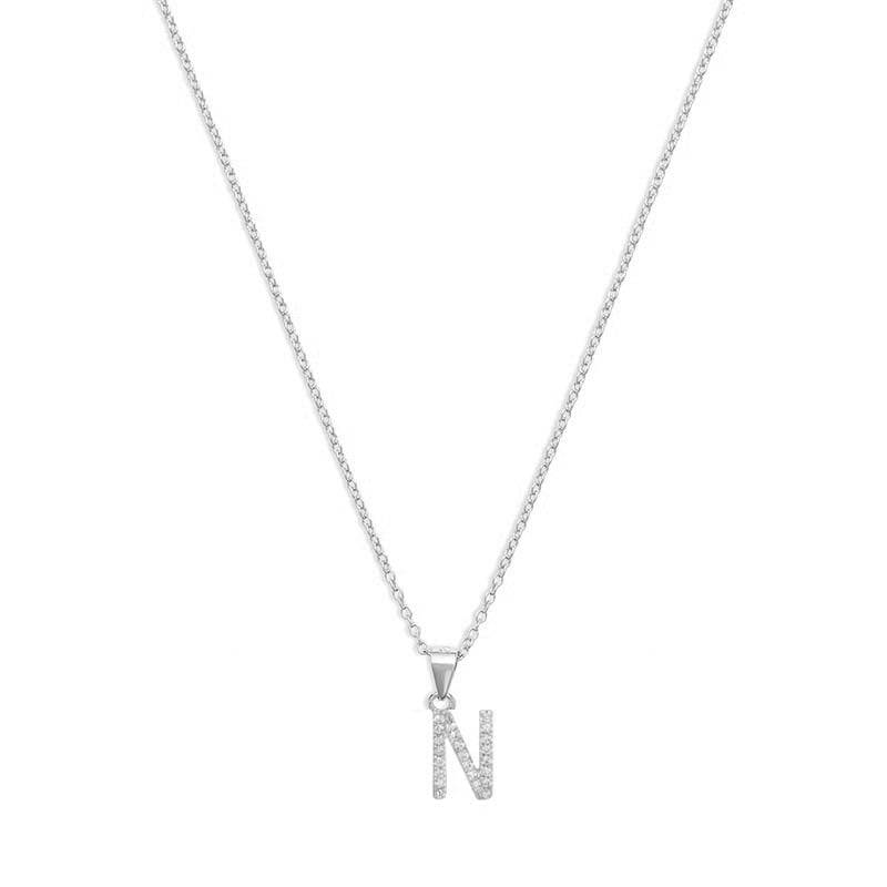 The Pave Single Block Initial Necklace | Sterling Silver