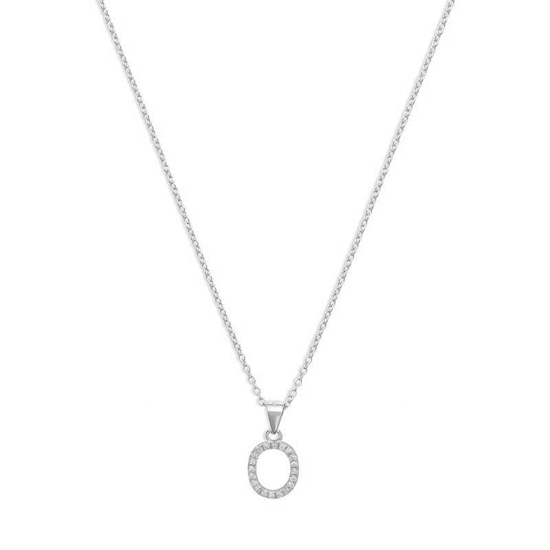 The Pave Single Block Initial Necklace | Sterling Silver