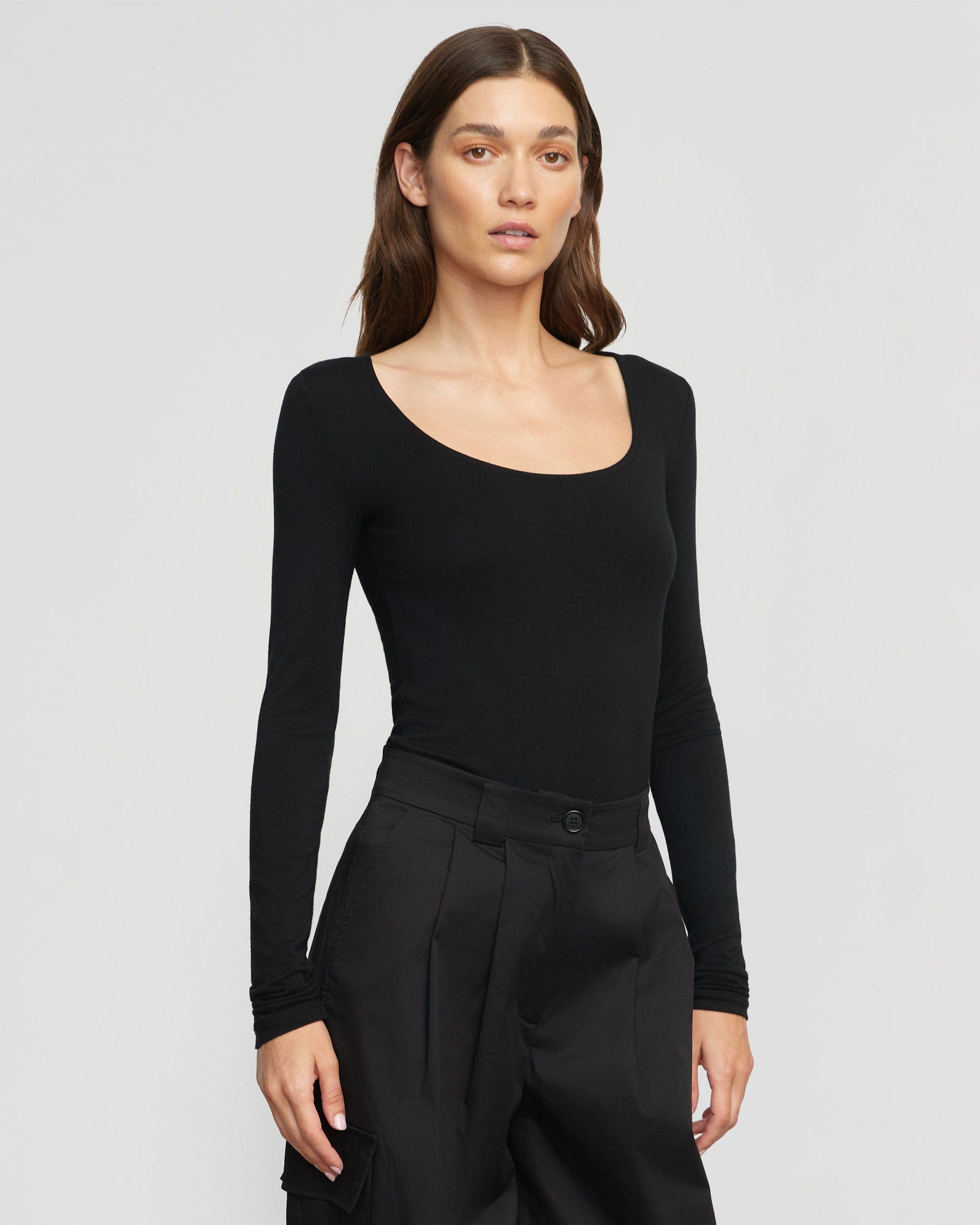 Renee | Skyler Square-Neck Long Sleeve Tee in Size Small