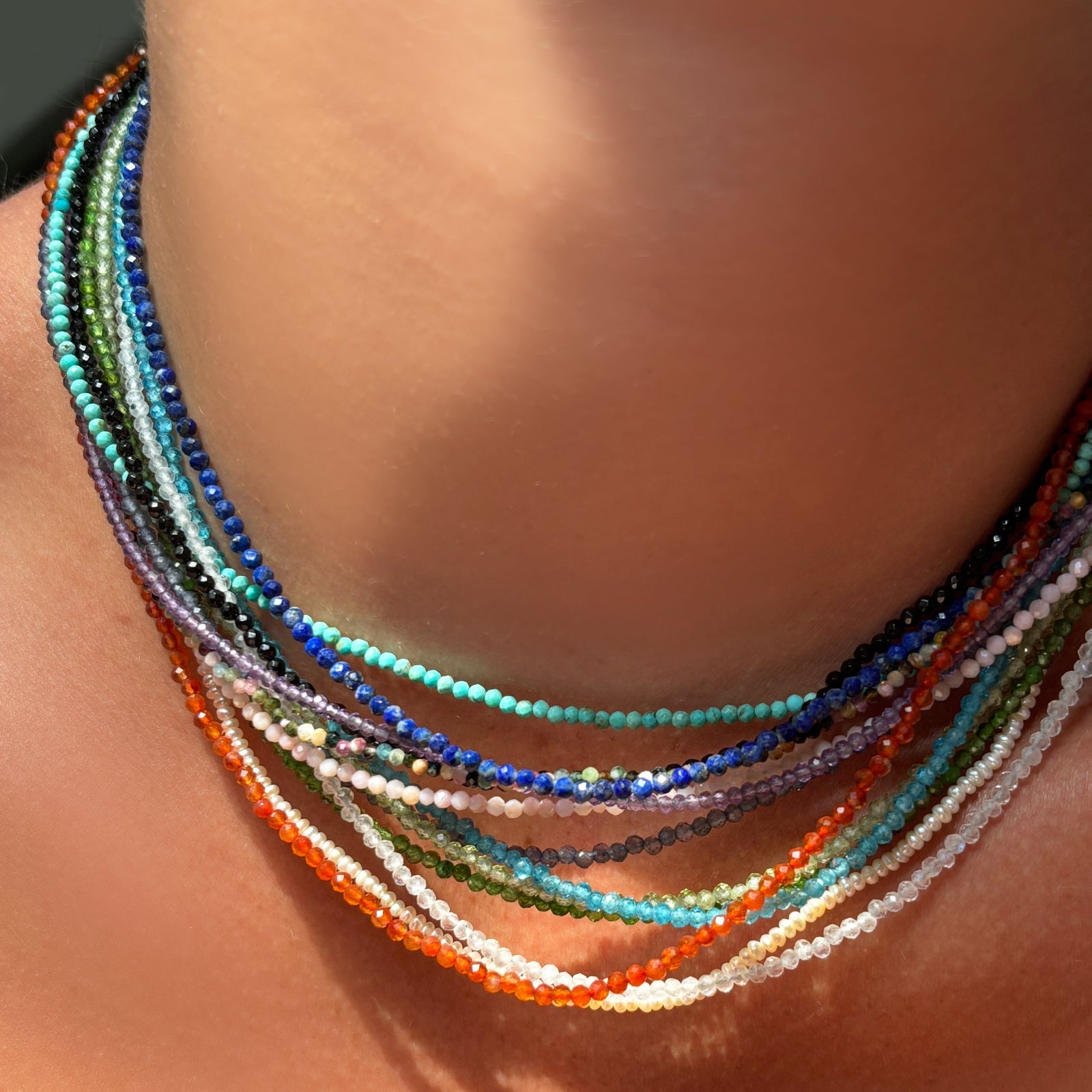 Skinny Gemstone Necklace