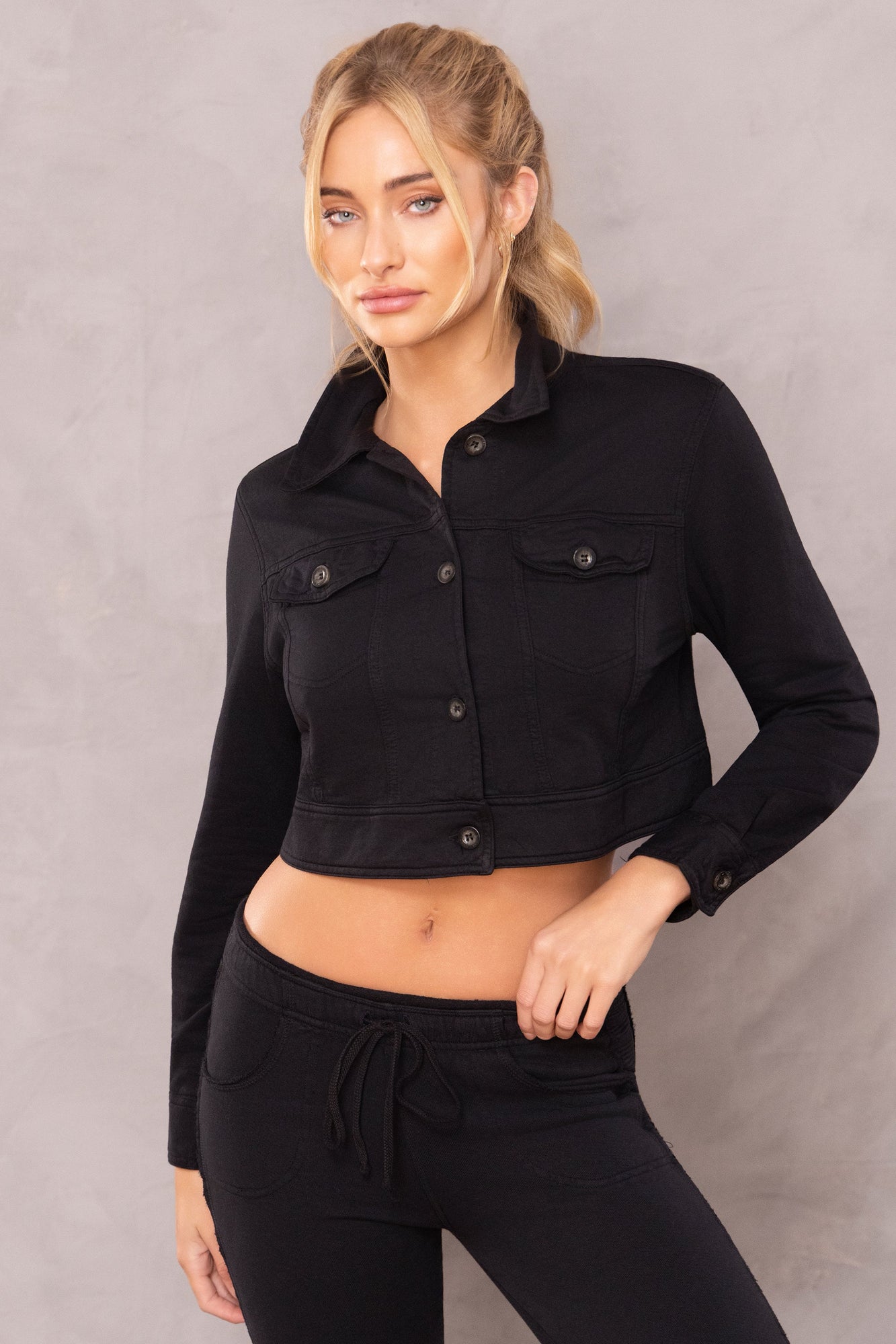 Women | Crop Jean Jacket | Black