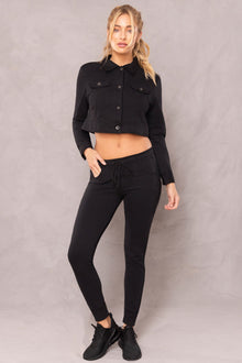 Women | Crop Jean Jacket | Black