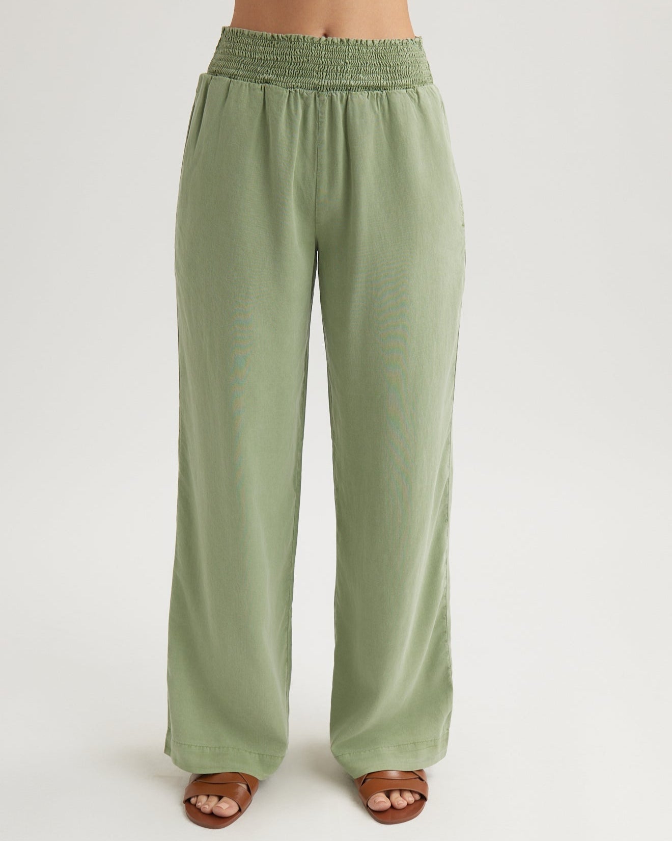 Smocked Waist Wide Leg Pant | Olive Grove